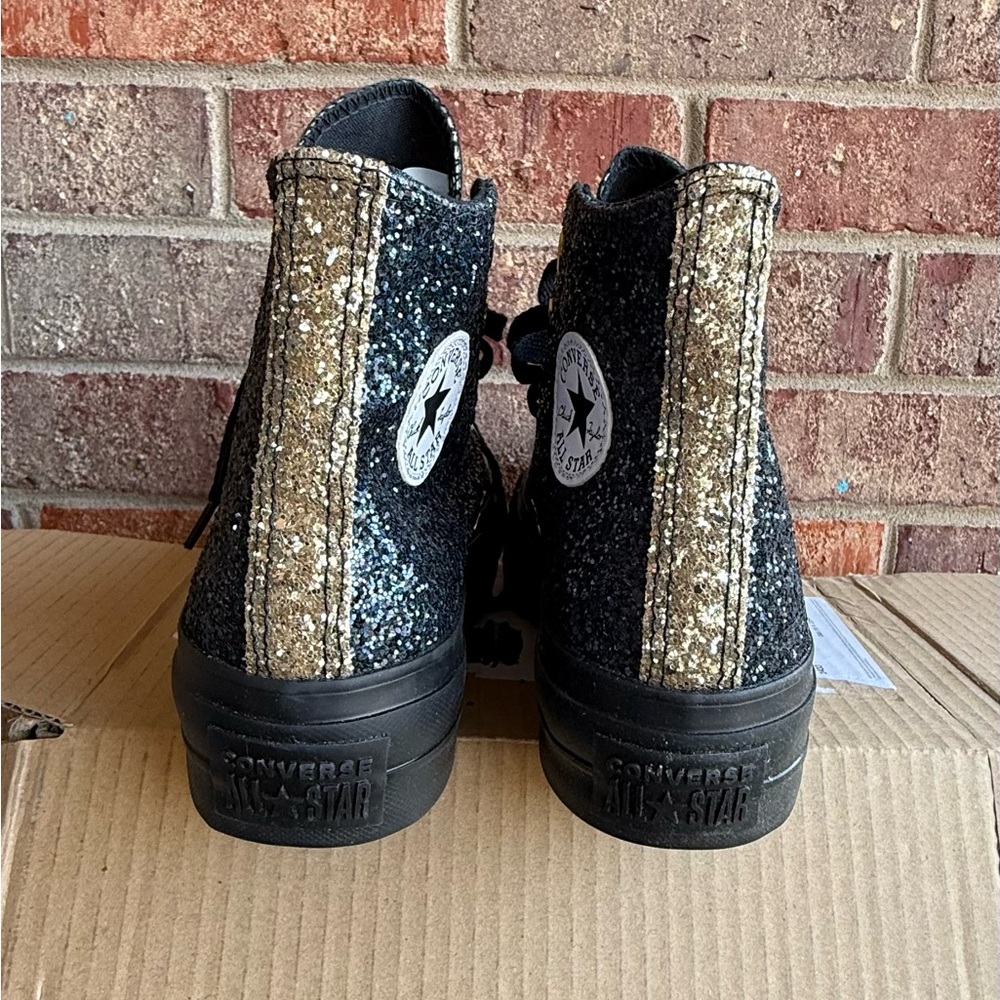 Custom Converse Black and Gold glitter High-Tops - Picture 9 of 10